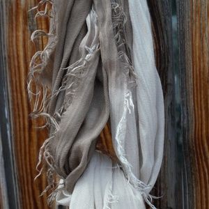 Large Two Tone Tan & Ecru Modal Italian Made Scarf